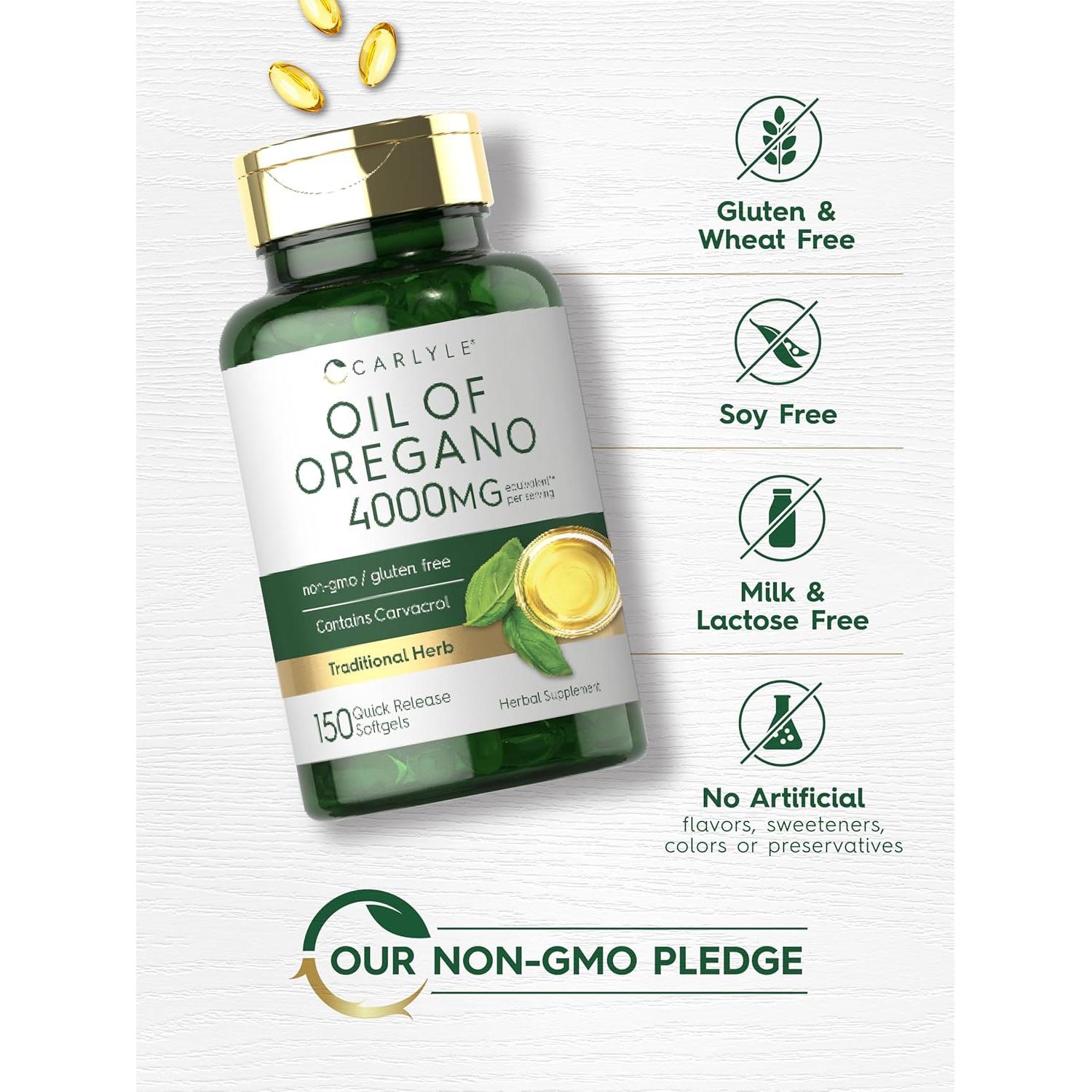 Suplemento Aceite de Orégano Carlyle 4000mg 150 Cápsulas Blandas