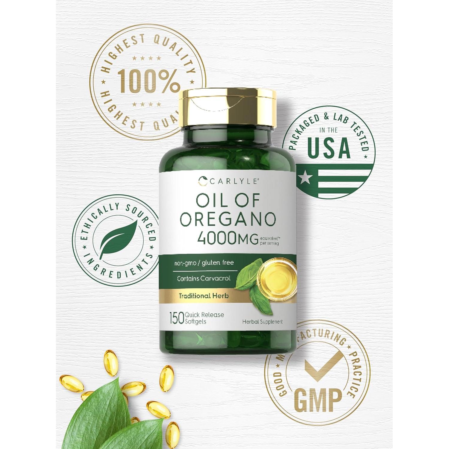 Suplemento Aceite de Orégano Carlyle 4000mg 150 Cápsulas Blandas