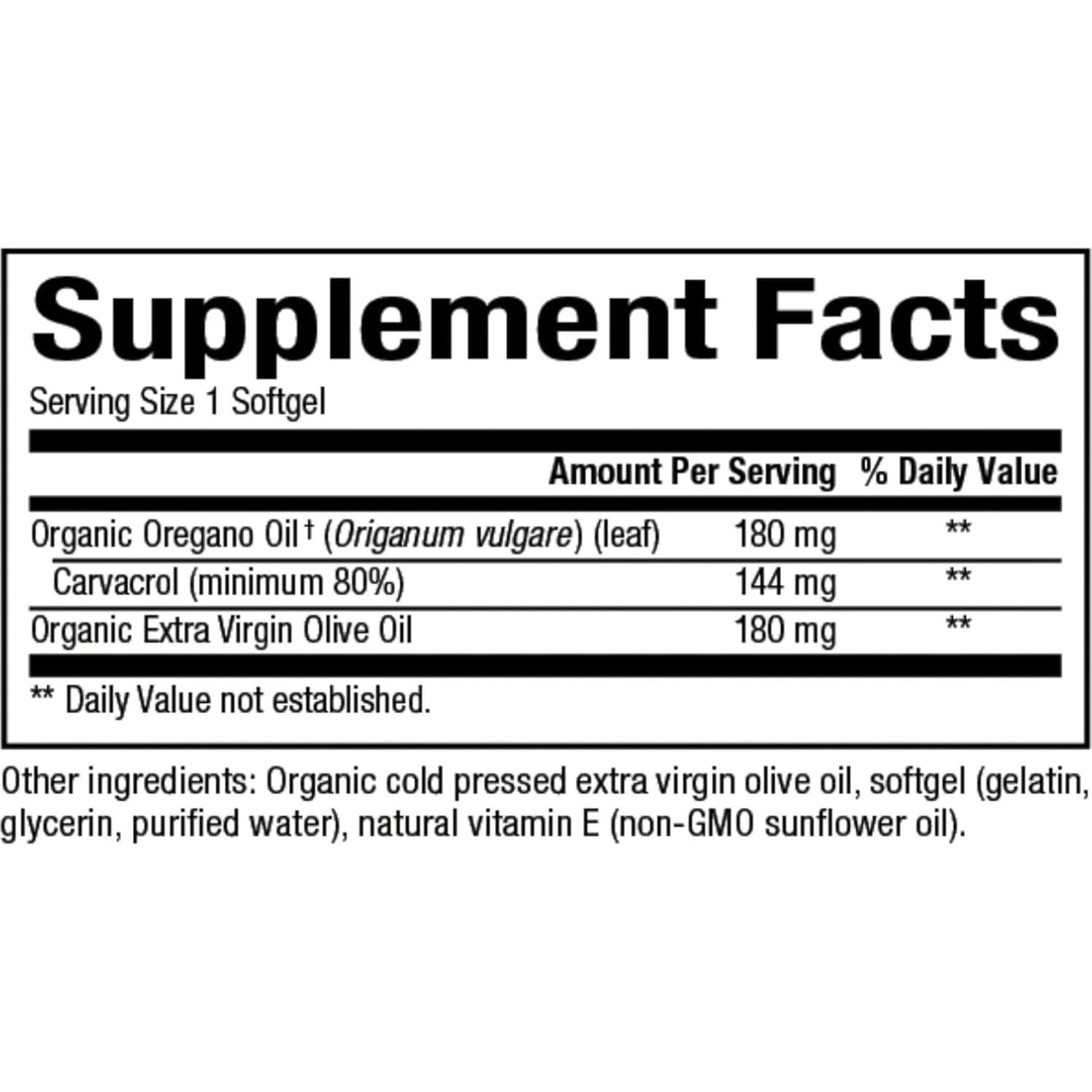 Aceite de Orégano 180 mg Factores Naturales 60 Gelatinas Blandas