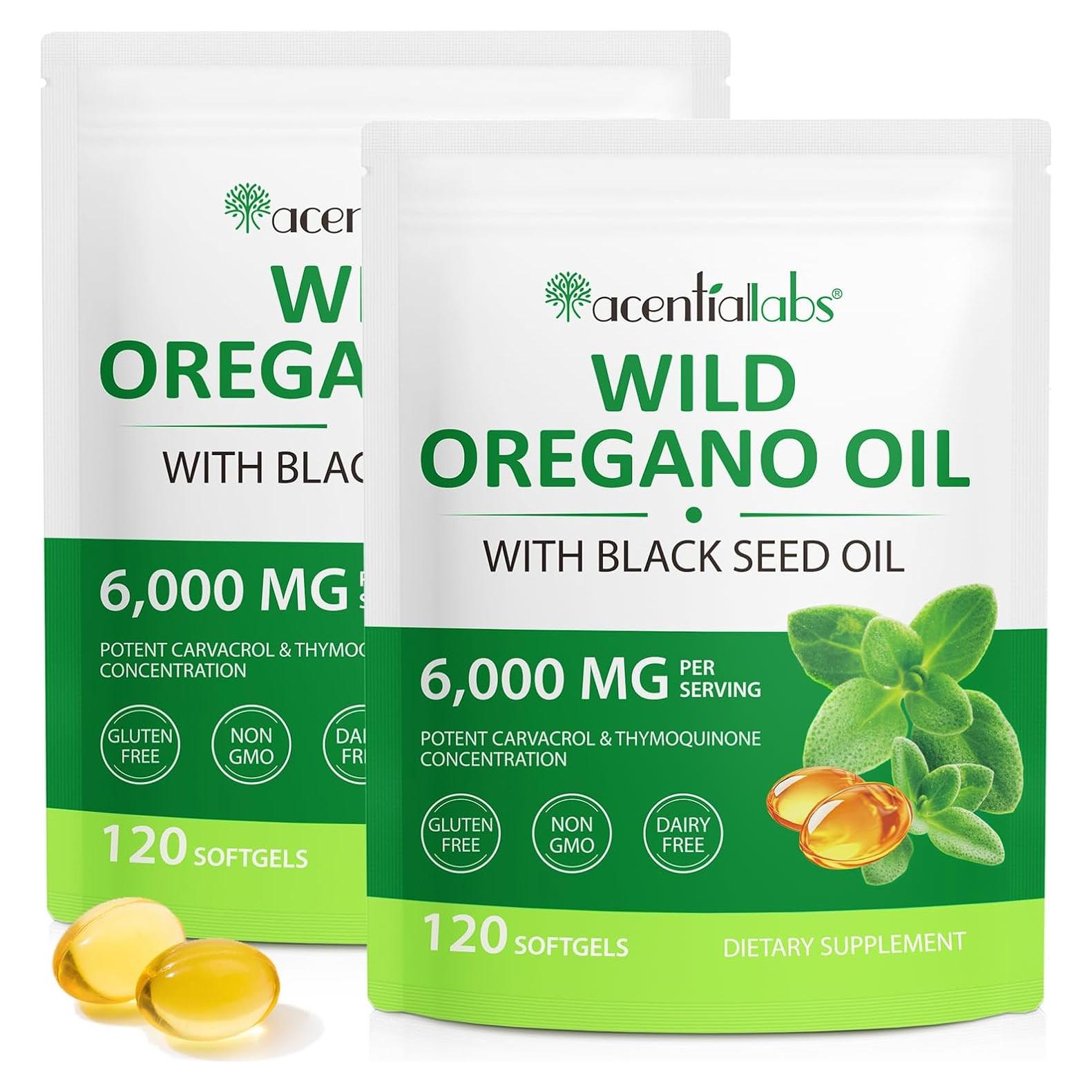 Aceite de Orégano Orgánico 6000mg + Semilla Negra 200mg - 240 Softgels