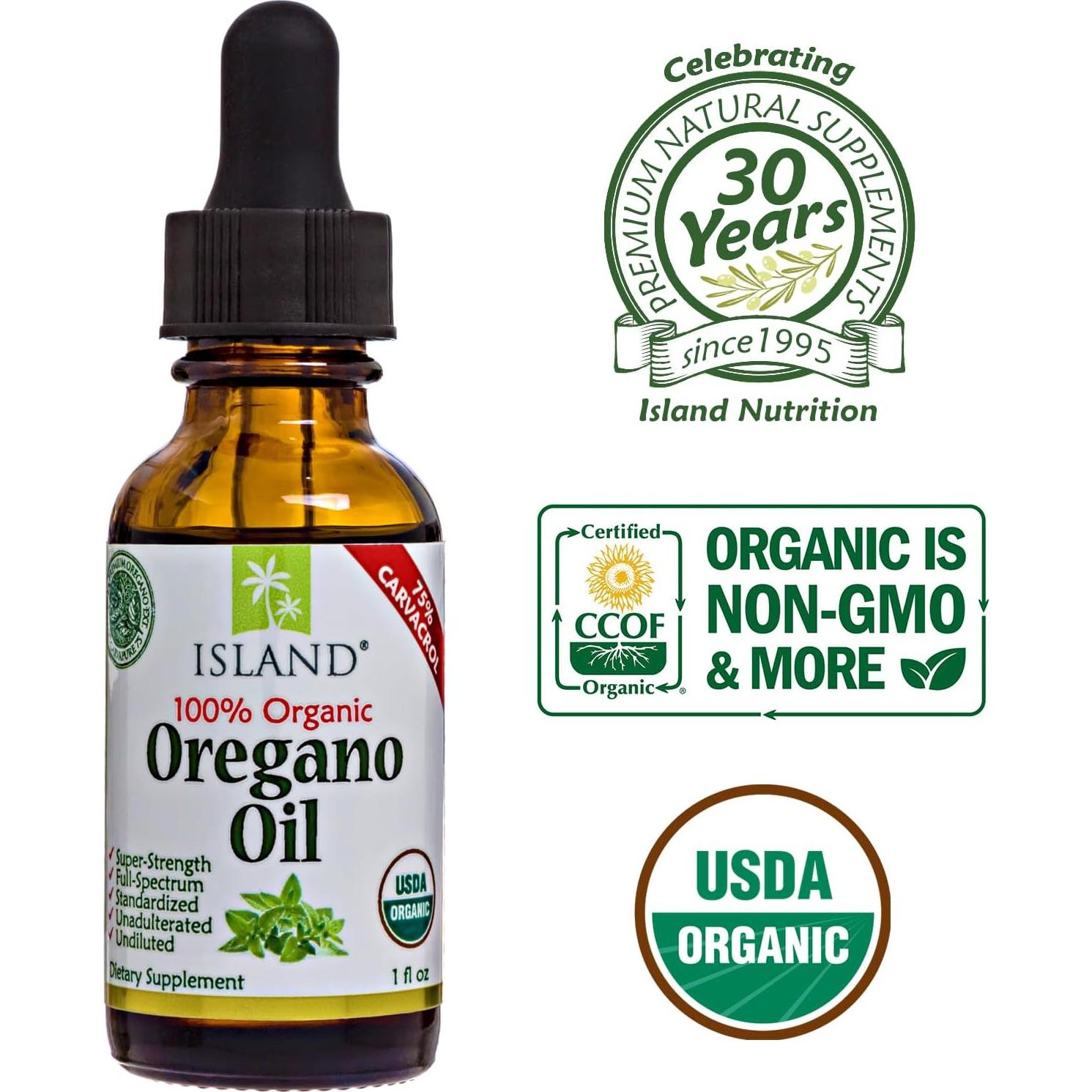 Aceite de Orégano Orgánico 100% Puro - 75% Carvacrol - 29.57 ml