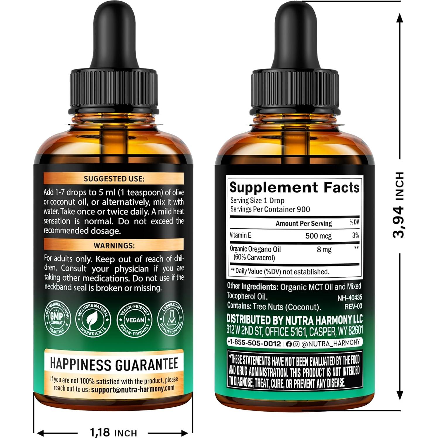 Aceite de Orégano Orgánico USDA 29.57 ml - Nutra Harmony