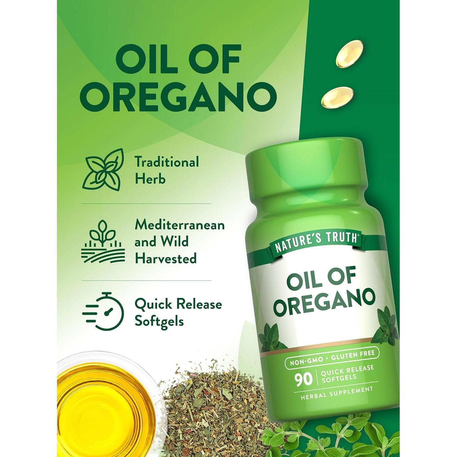 Suplemento Aceite de Orégano Nature's Truth 4000mg 90 Cápsulas