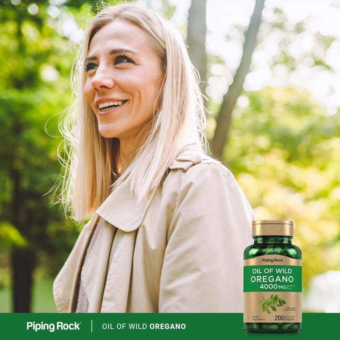 Cápsulas de Aceite de Orégano Piping Rock 4000mg - 200 Softgels
