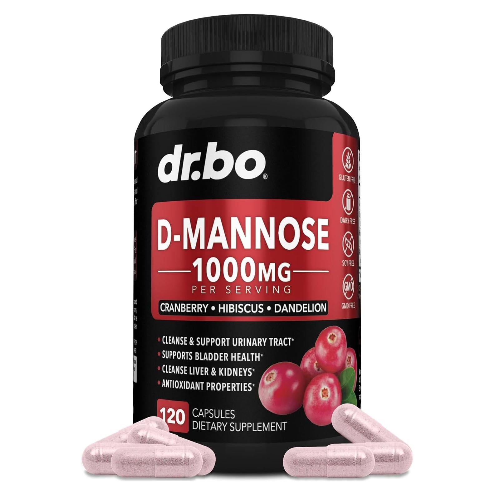 Cápsulas de D-Mannosa 500mg Dr. Bo - Suplemento Urinario 120 Unidades