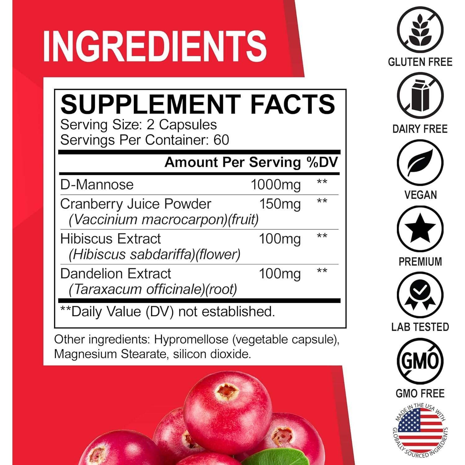 Cápsulas de D-Mannosa 500mg Dr. Bo - Suplemento Urinario 120 Unidades