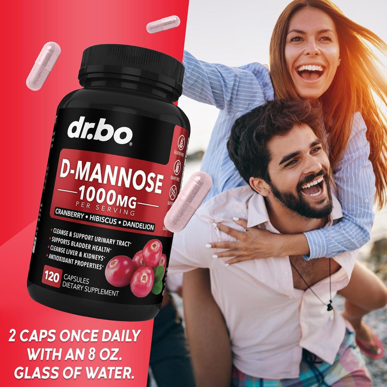 Cápsulas de D-Mannosa 500mg Dr. Bo - Suplemento Urinario 120 Unidades