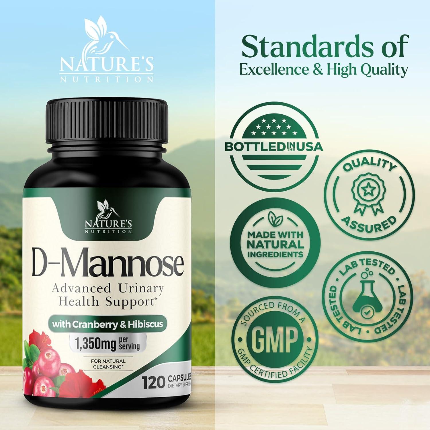 Suplemento D-Mannosa 1350 mg Nature's Nutrition 120 Cápsulas