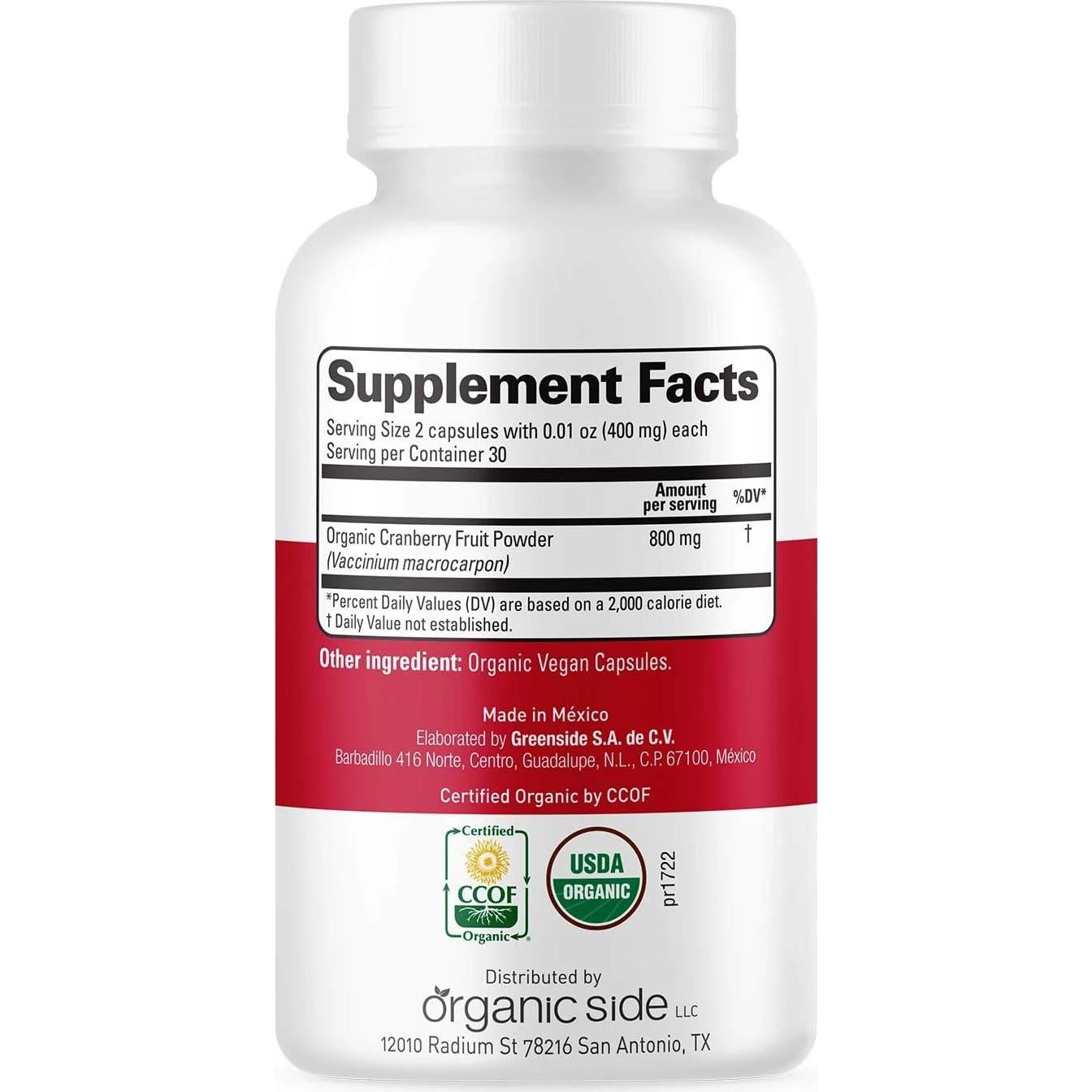 Cápsulas Orgánicas de Arándano OS Organic Side - 60 Unidades