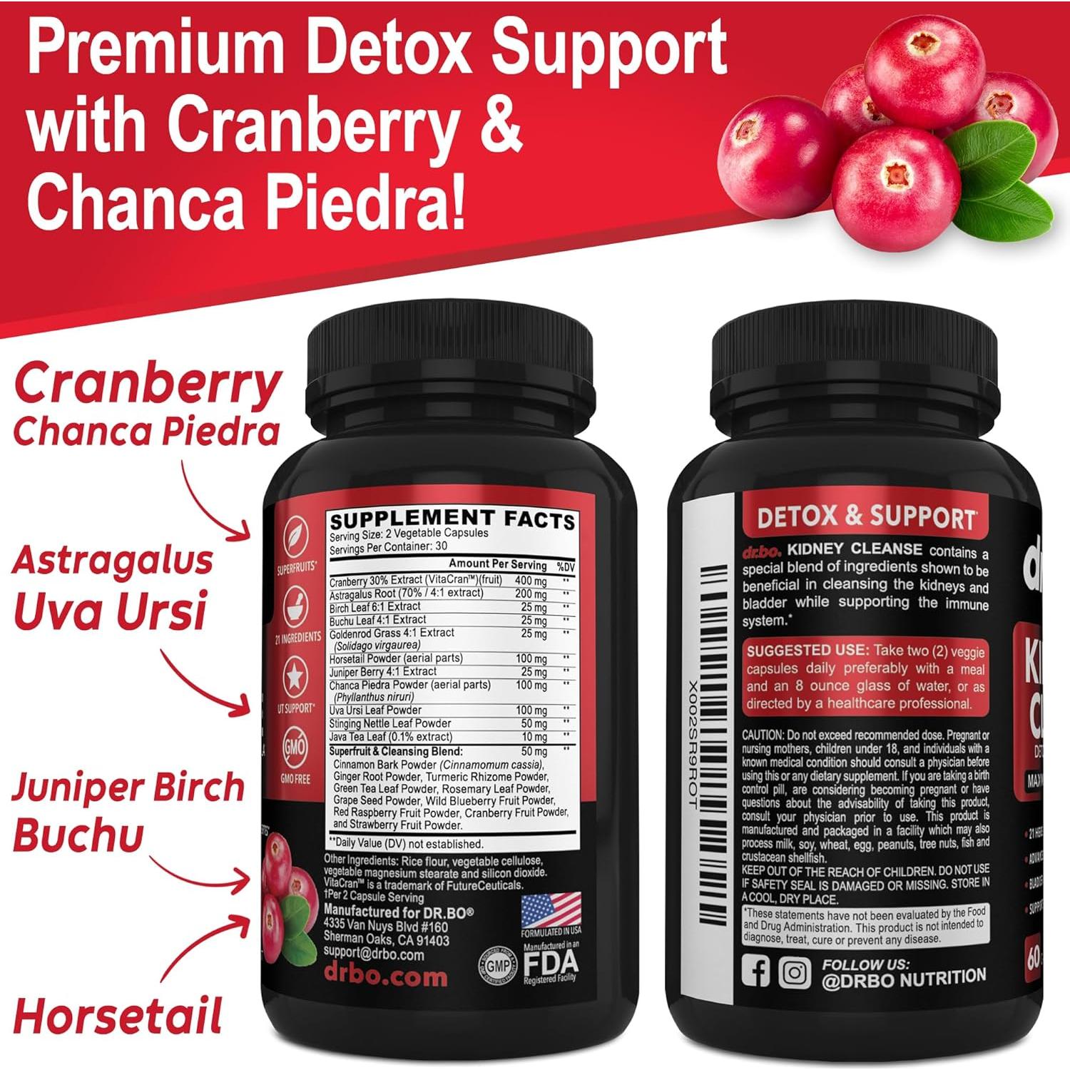 Suplemento Detox para Riñones Dr. Bo - 21 Ingredientes Naturales