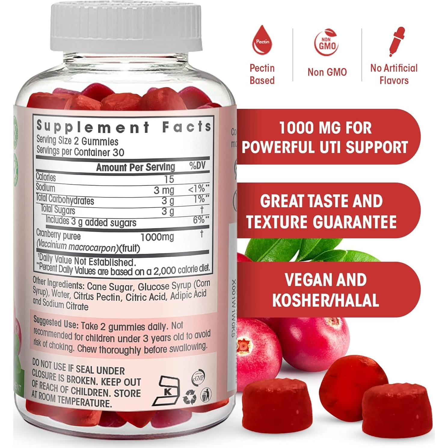 Gomitas de Arándano 1000 mg MG - Suplemento Vegano 60 Unidades