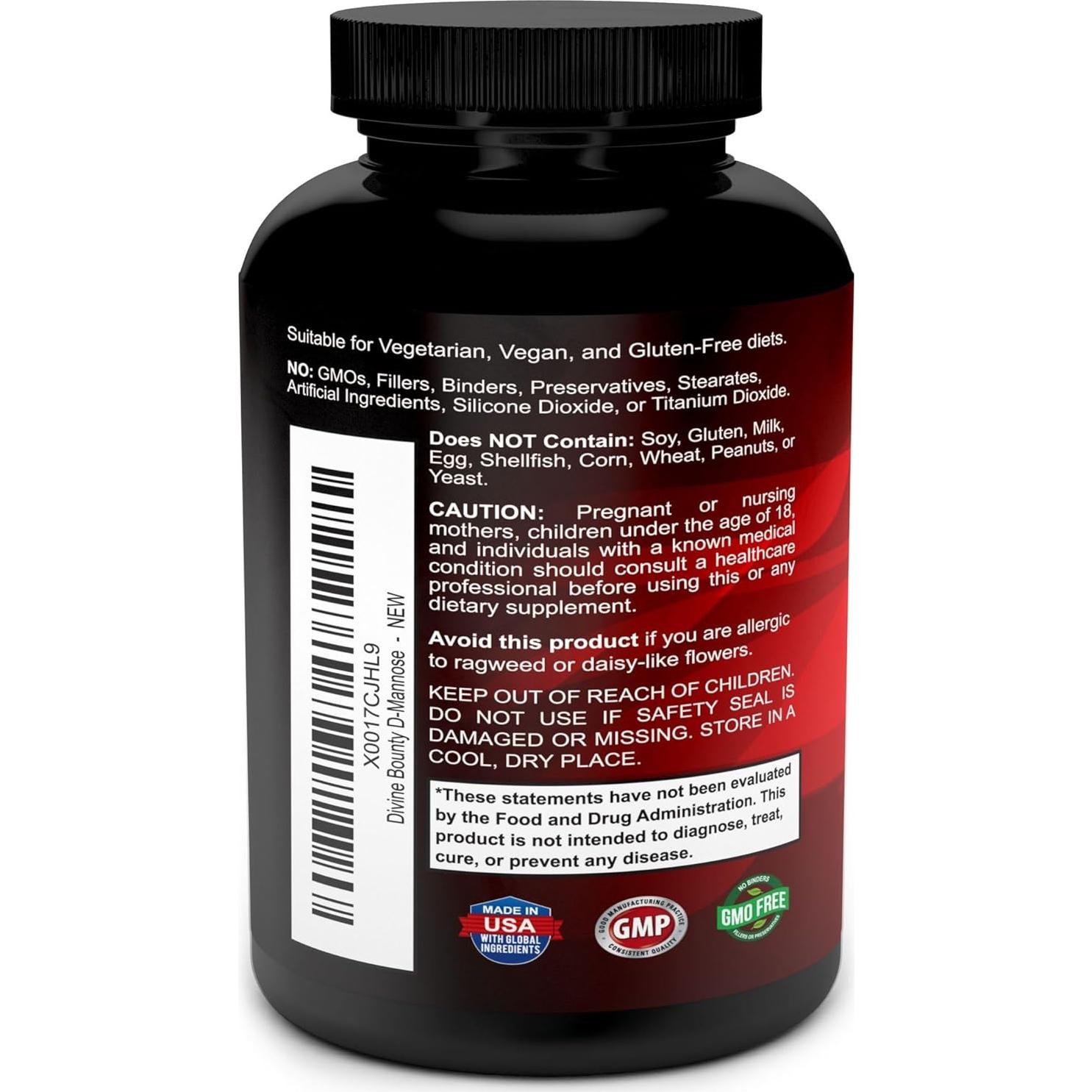 Cápsulas de D-Mannosa Divine Bounty 600mg - 120 unidades