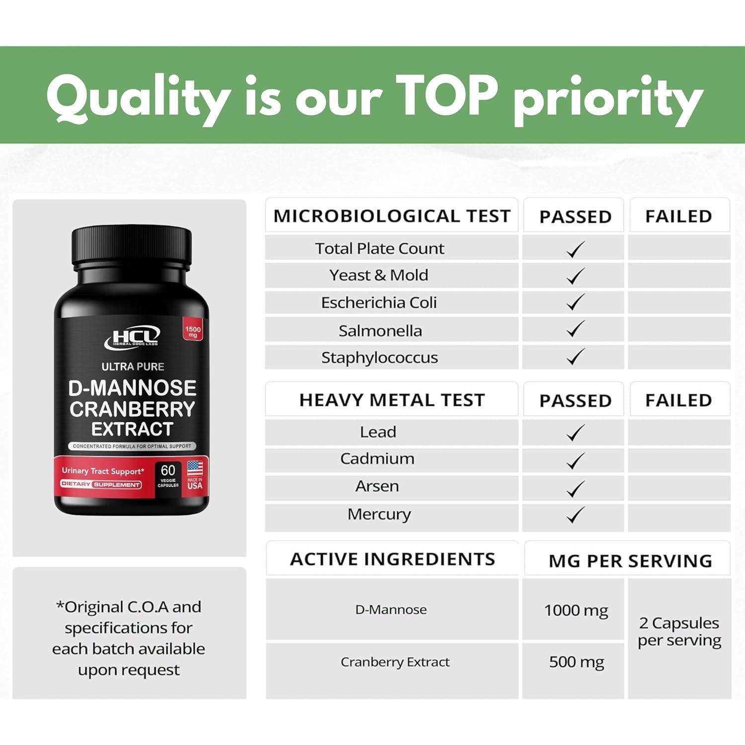 D-Mannosa 1500mg con Extracto de Arándano 60 Cápsulas - HerbalCode