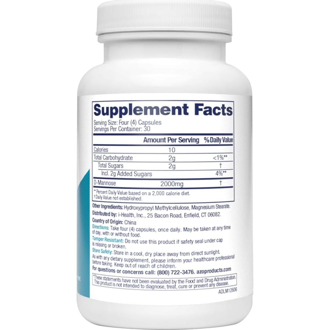 AZO D-Mannose 120 Cápsulas - Salud del Tracto Urinario
