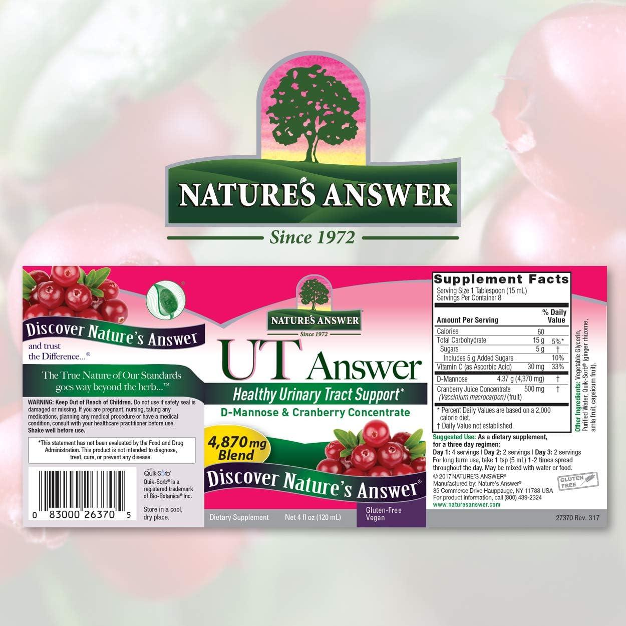 Suplemento Urinario Nature's Answer 4oz | D-Mannose y Arándano
