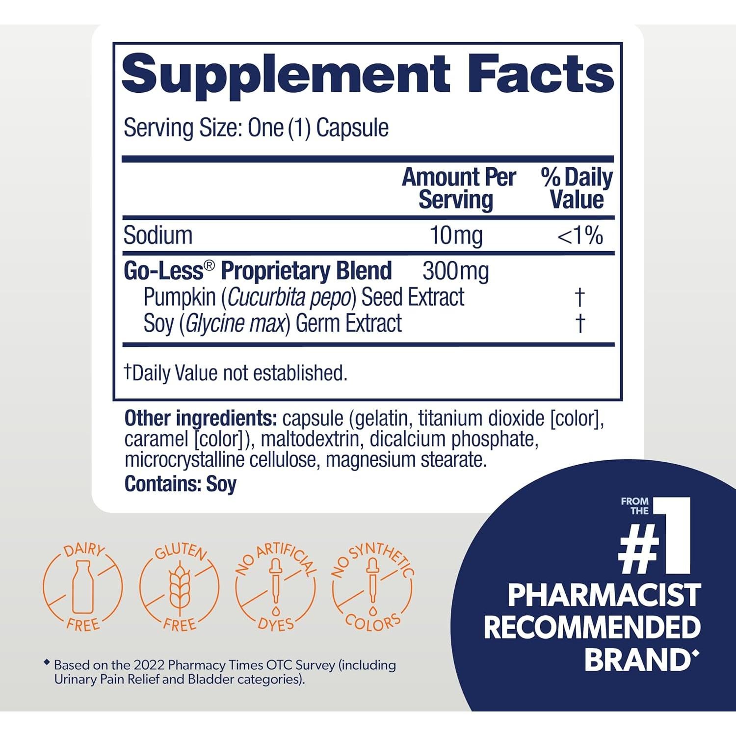 AZO Control de Vejiga Go-Less 72 Cápsulas - Suplemento Natural