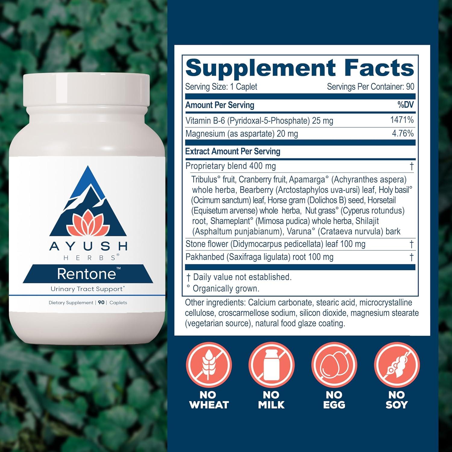 Suplemento Renal Ayush Herbs - 90 Cápsulas Vegetarianas