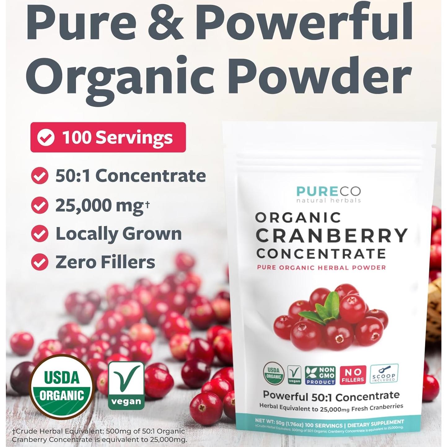 Concentrado de Arándano Orgánico PURE CO 500mg - 100 Porciones