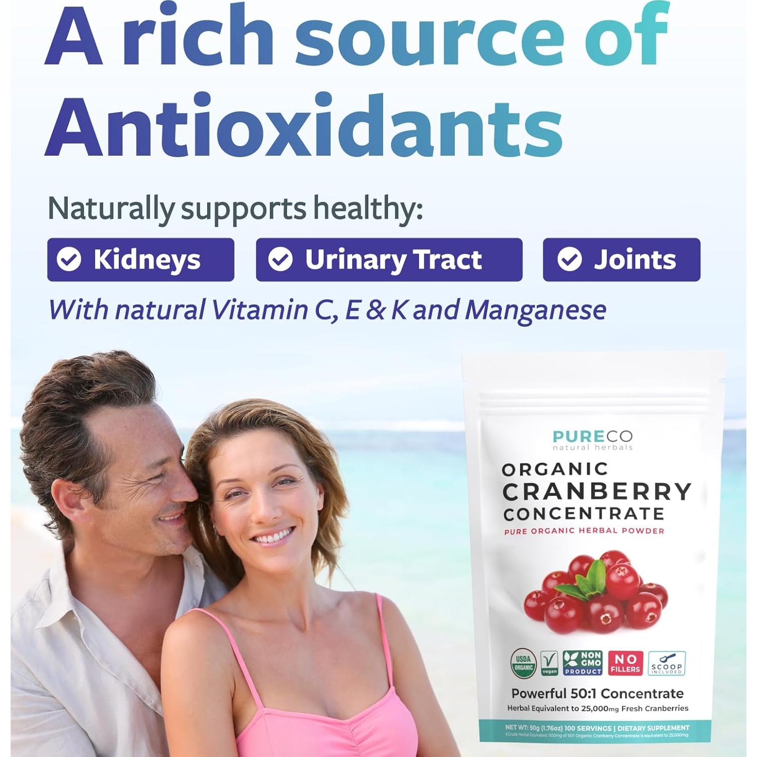 Concentrado de Arándano Orgánico PURE CO 500mg - 100 Porciones