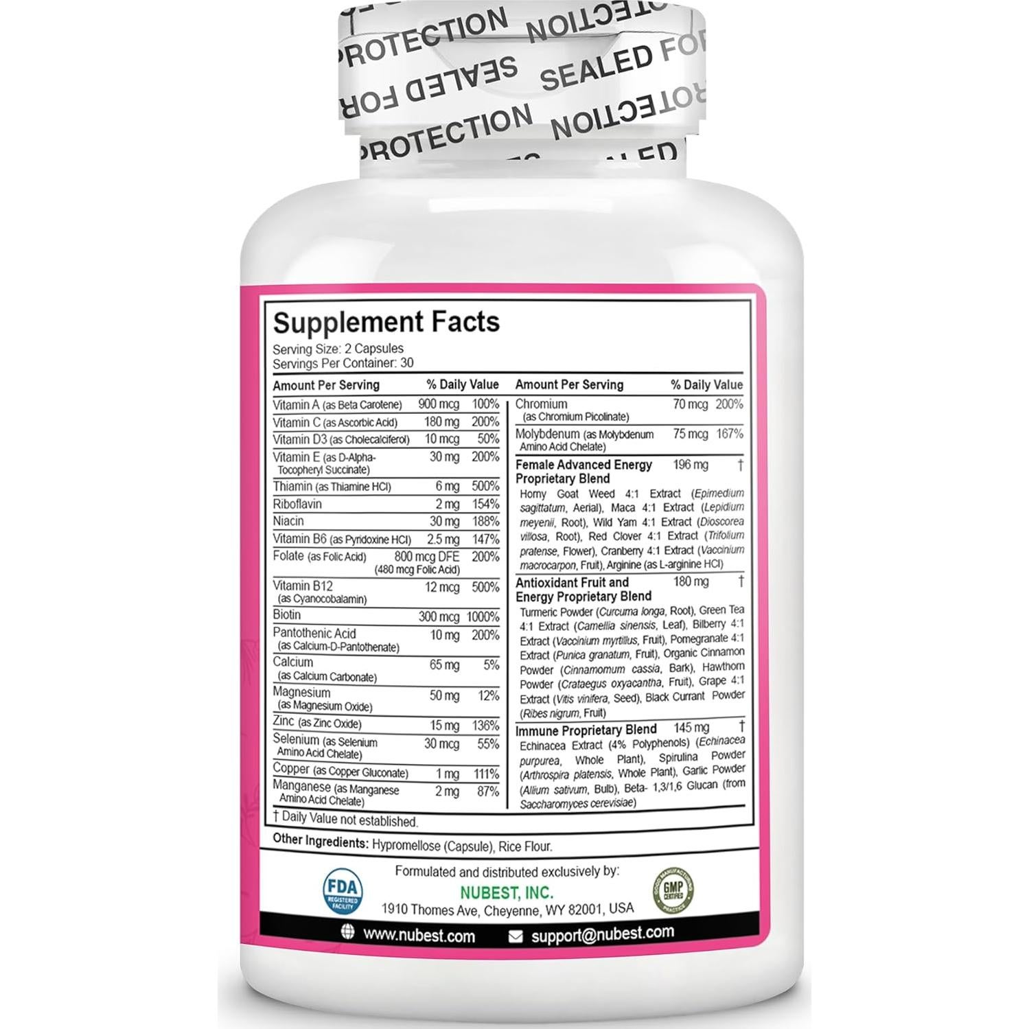 Cápsulas Veganas Women's Multi NuBest 60 Unidades - Multivitaminas