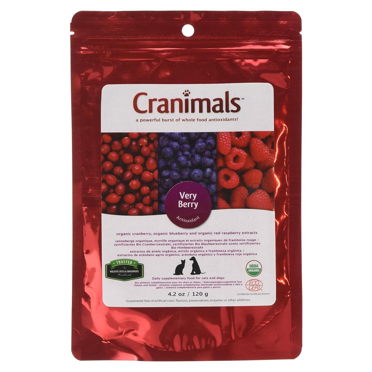 Polvo Antioxidante Very Berry Cranimals para Perros y Gatos 120 g