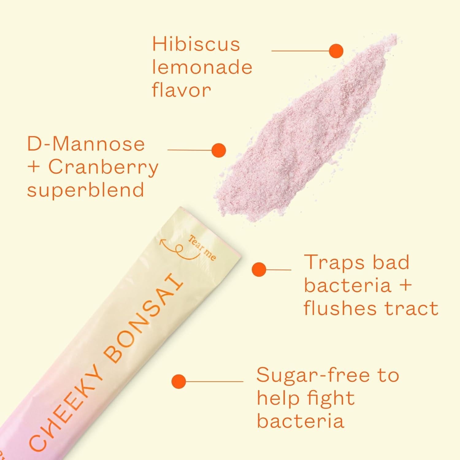 Cheeky Bonsai Hidratación Urinaria 10 Paquetes Sabor Hibisco