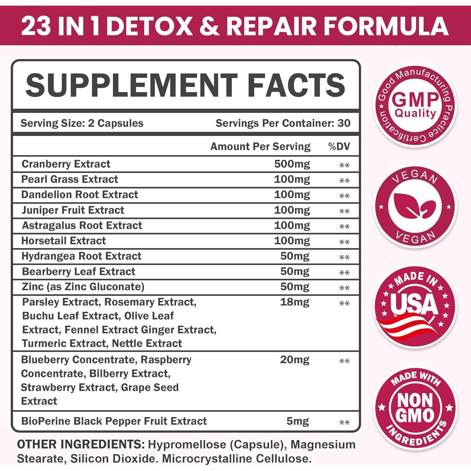 23 en 1 Detox de Riñones Litypure con Arándano 60 Cápsulas