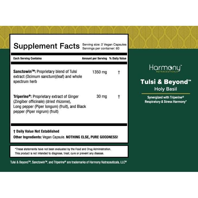 Suplemento de Tulsi Harmony - Albahaca Sagrada 120 Cápsulas