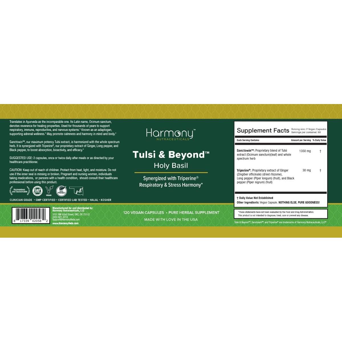 Suplemento de Tulsi Harmony - Albahaca Sagrada 120 Cápsulas