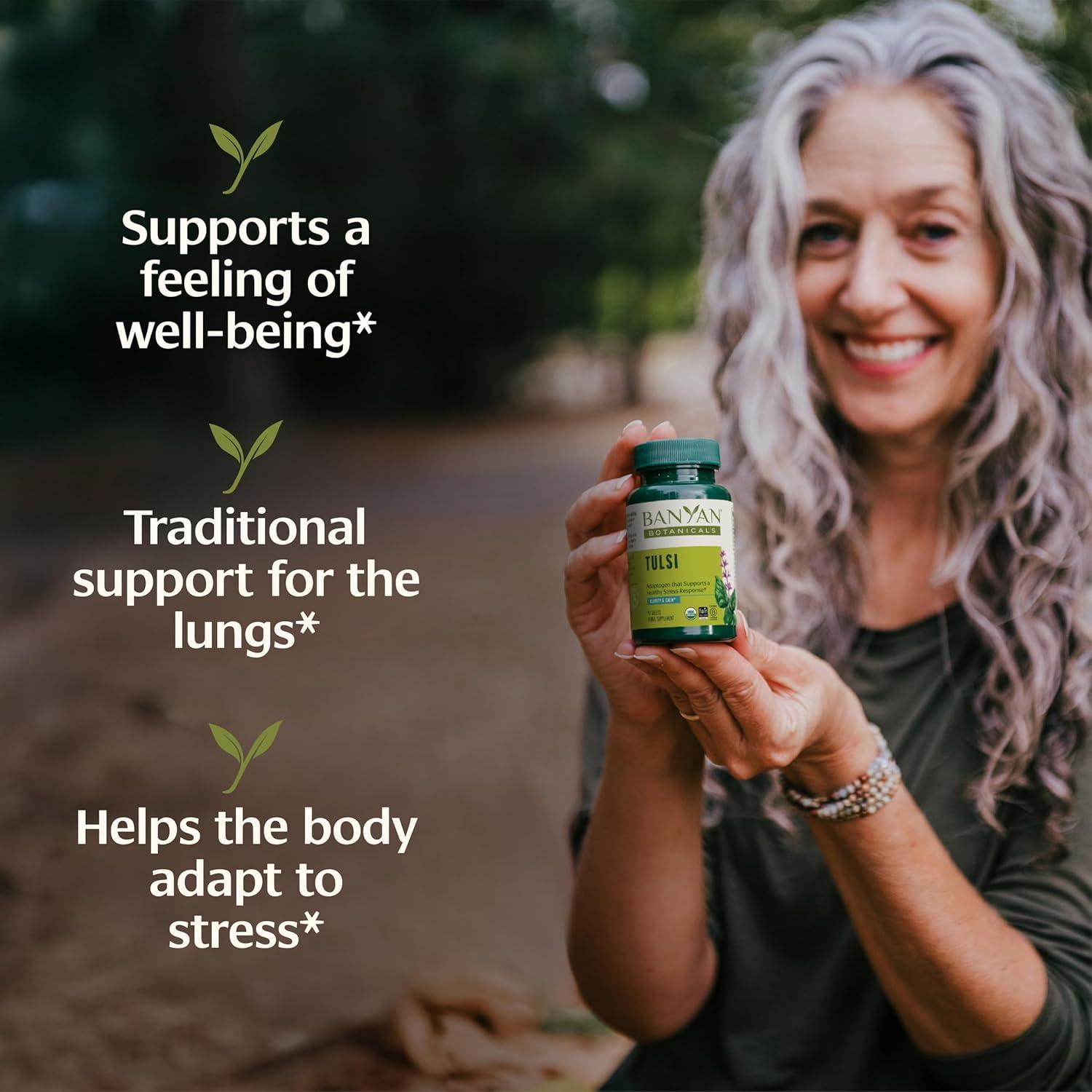 Suplemento Orgánico Tulsi Banyan Botanicals - 90 Tabletas - Adaptógeno