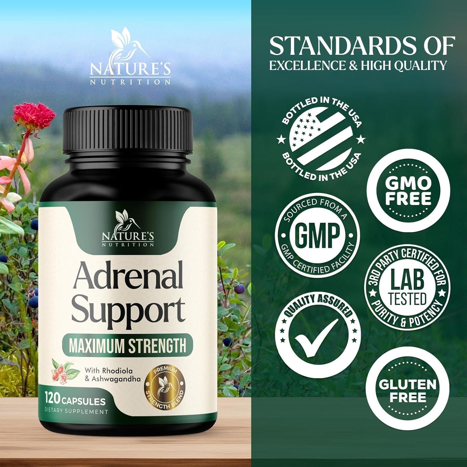 Suplemento Adrenal Nature's Nutrition 120 Cápsulas Ashwagandha