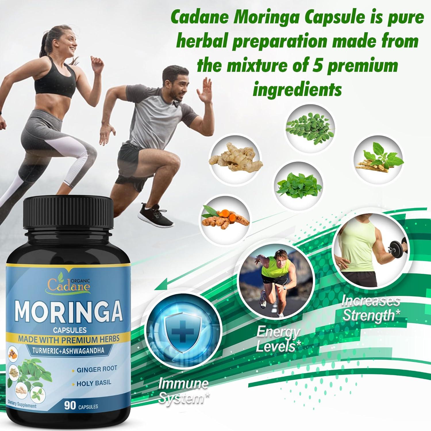 Cápsulas de Moringa Orgánica Cadane 90 Unidades - Energía y Inmunidad