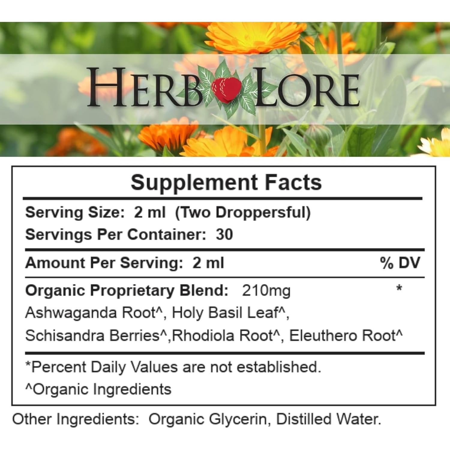 Tónico Adrenal Herb Lore 59.15 ml - Suplemento Herbal Orgánico