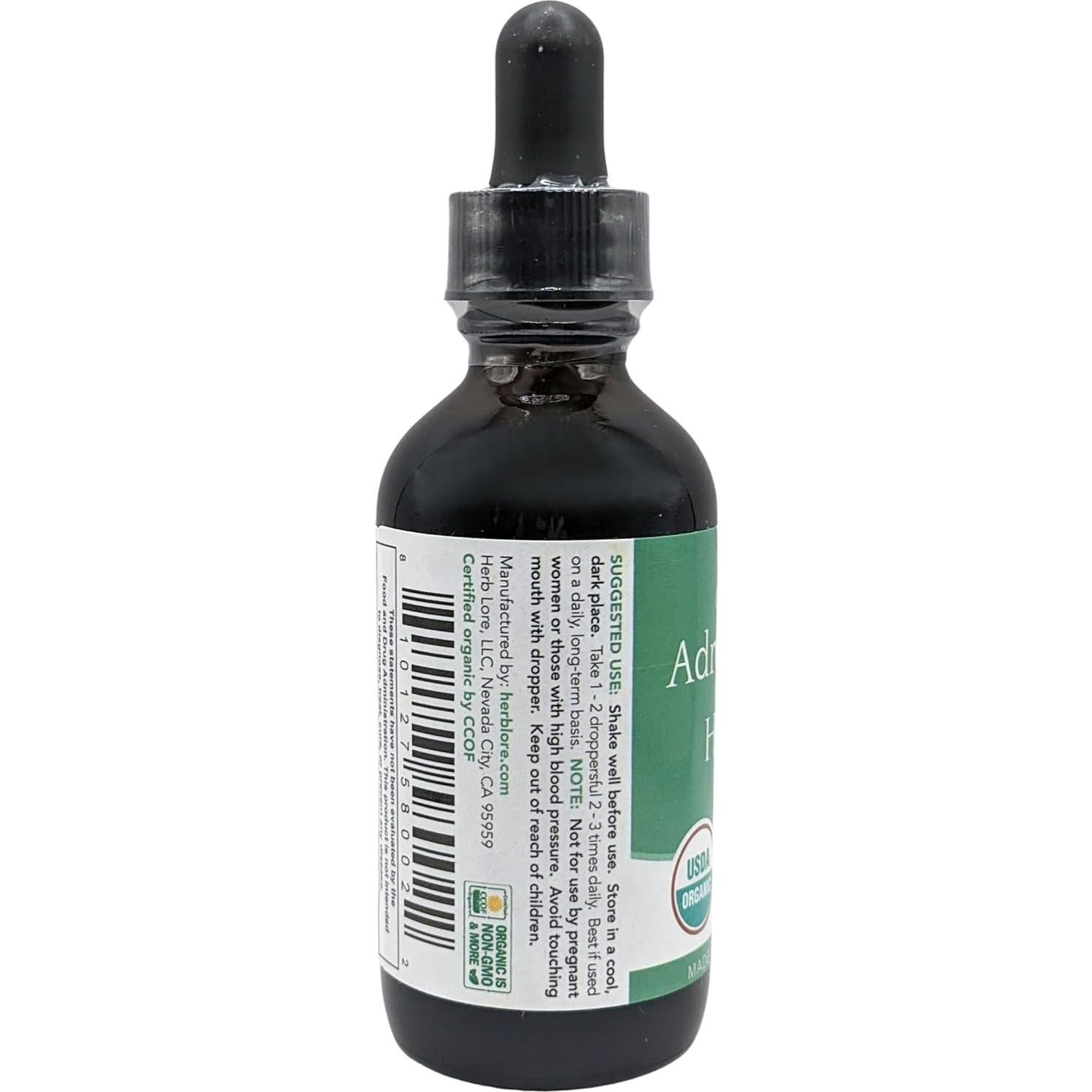 Tónico Adrenal Herb Lore 59.15 ml - Suplemento Herbal Orgánico