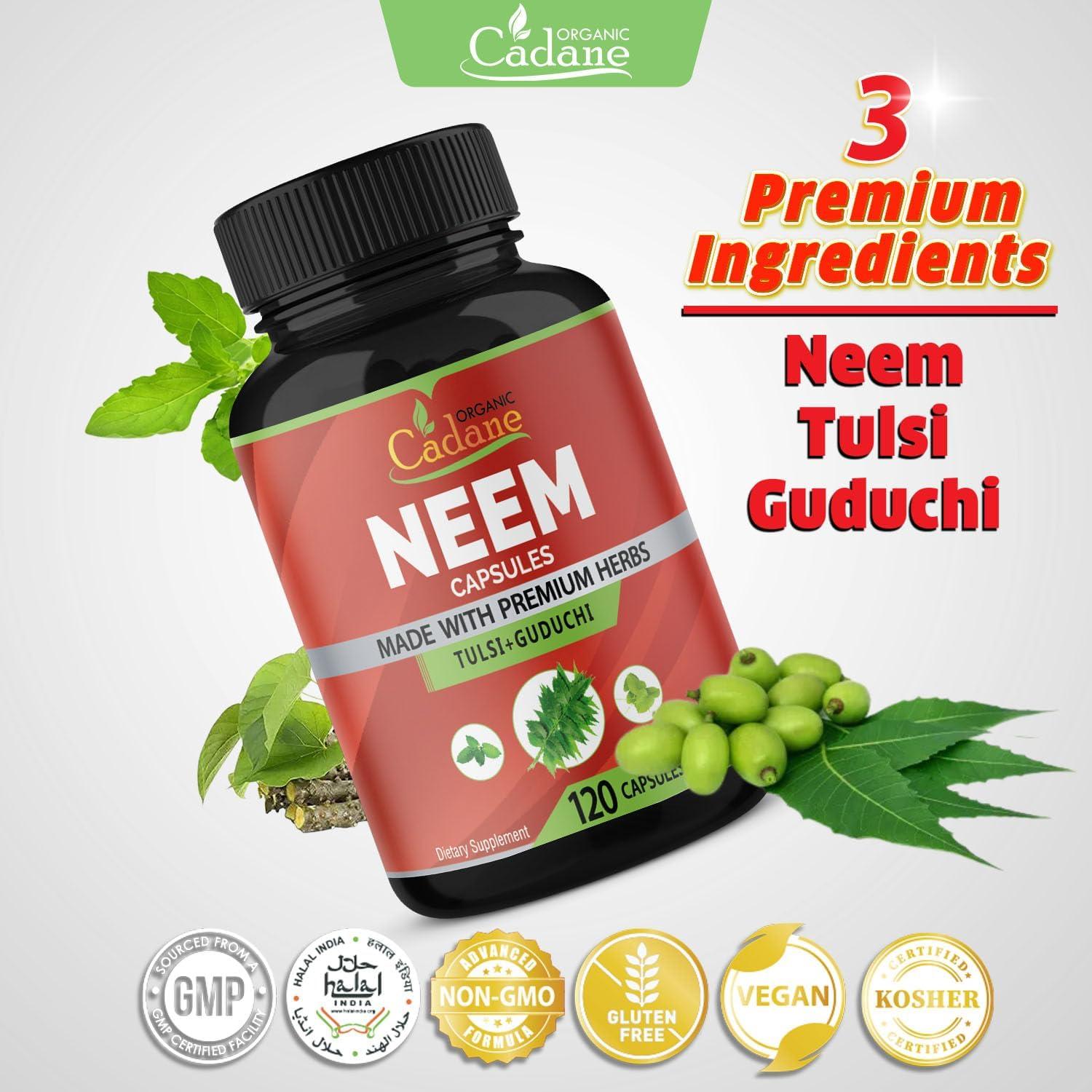 Suplemento de Neem Orgánico Cadane 120 Cápsulas Vegetales