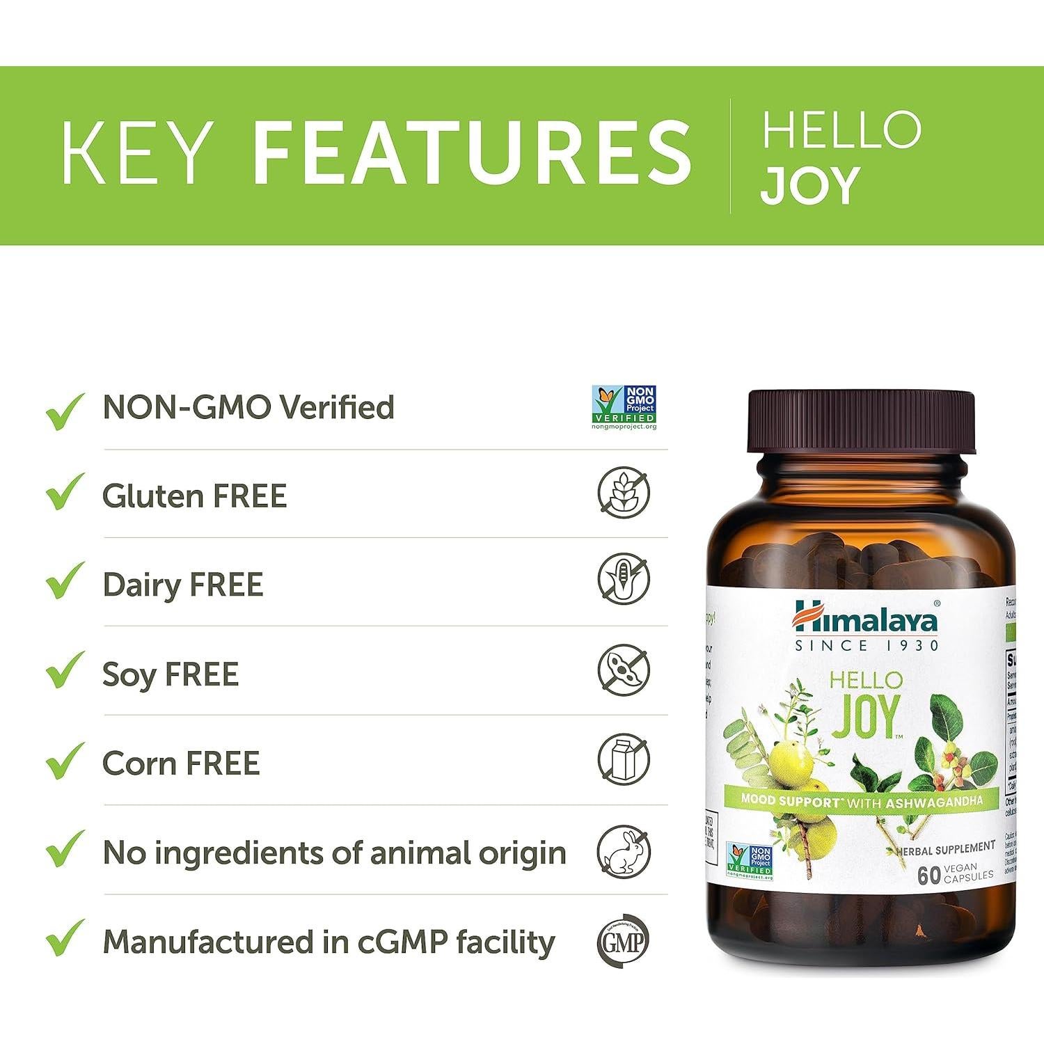 Suplemento Herbal Himalaya Hello Joy 60 Cápsulas - Antiestrés