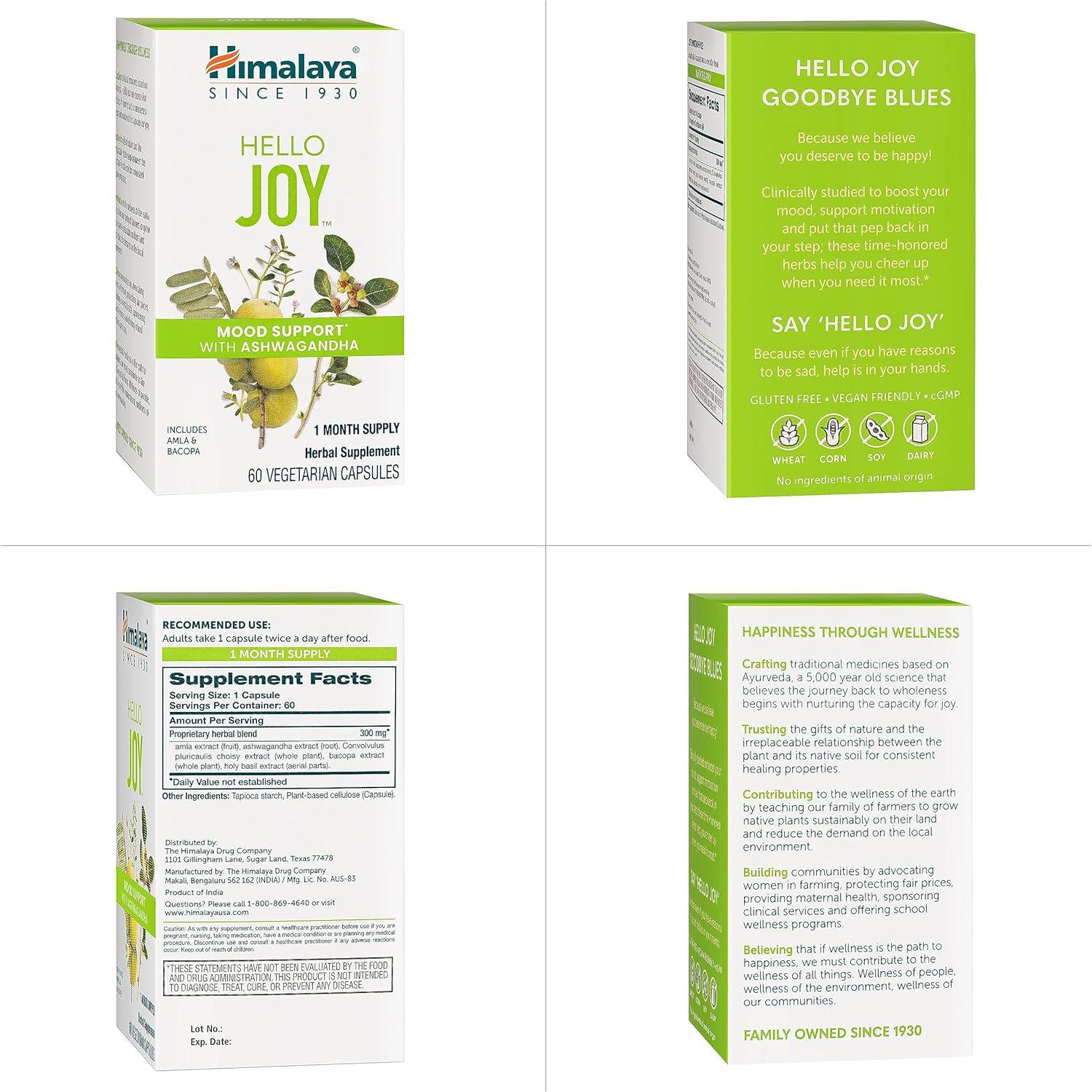 Suplemento Herbal Himalaya Hello Joy 60 Cápsulas - Antiestrés