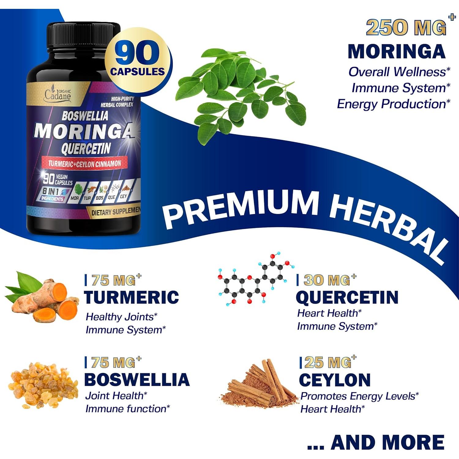 Suplemento Moringa Orgánica Cadane 90 Cápsulas Vegetales