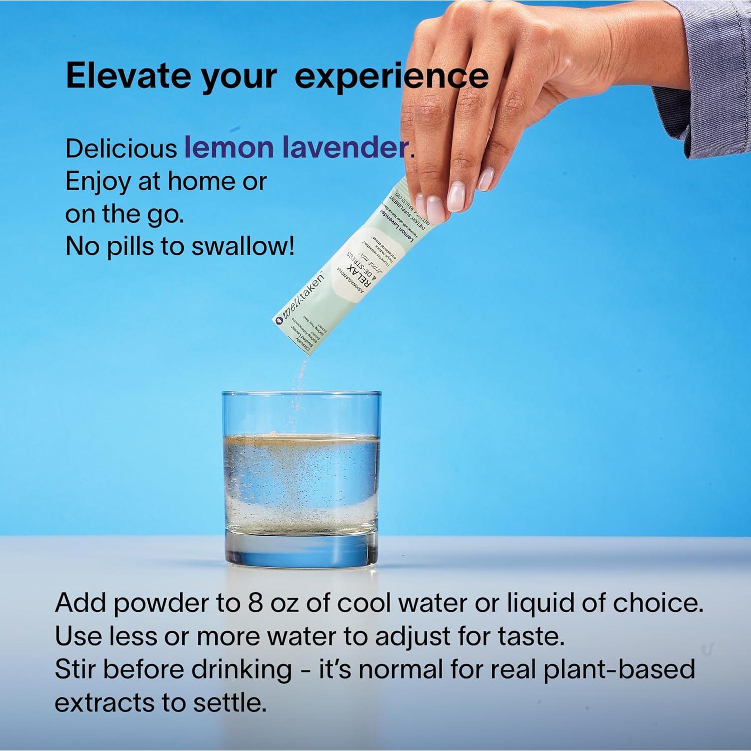 Polvo de Relajación Ashwagandha WellTaken - Limón Lavanda 14ct