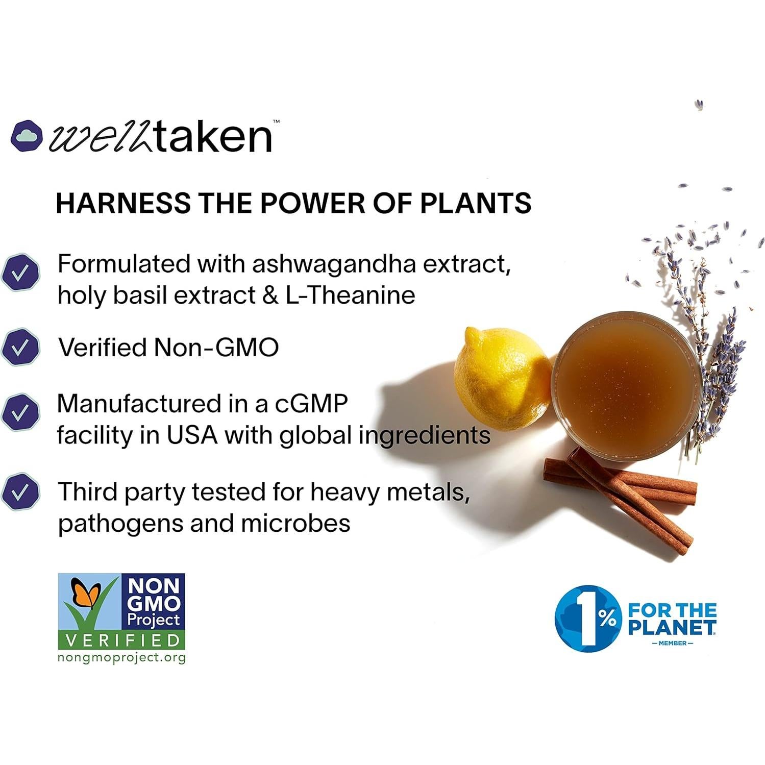 Polvo de Relajación Ashwagandha WellTaken - Limón Lavanda 14ct