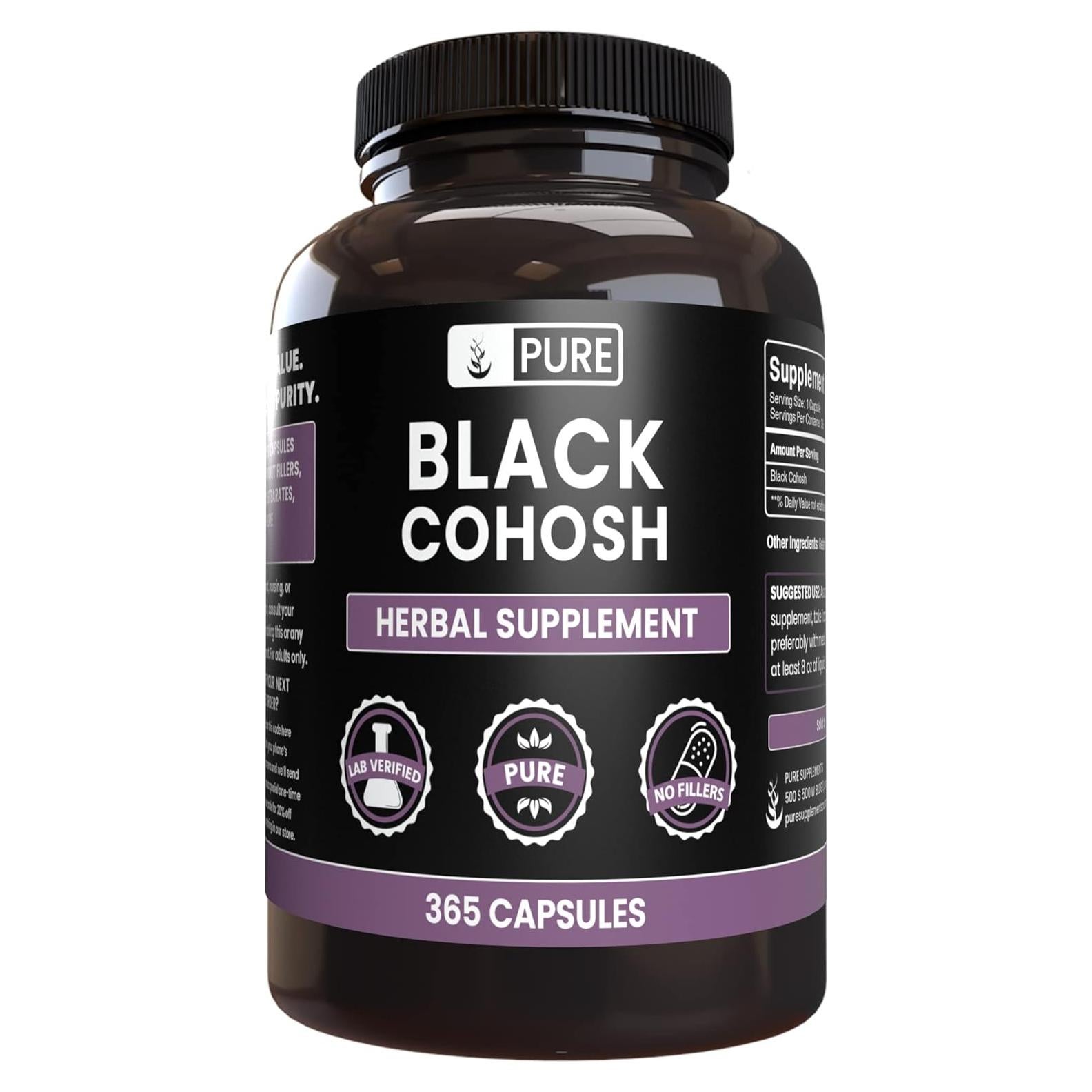Cohosh Negro Puro 365 Cápsulas - Sin Aditivos - Ingredientes Orgánicos