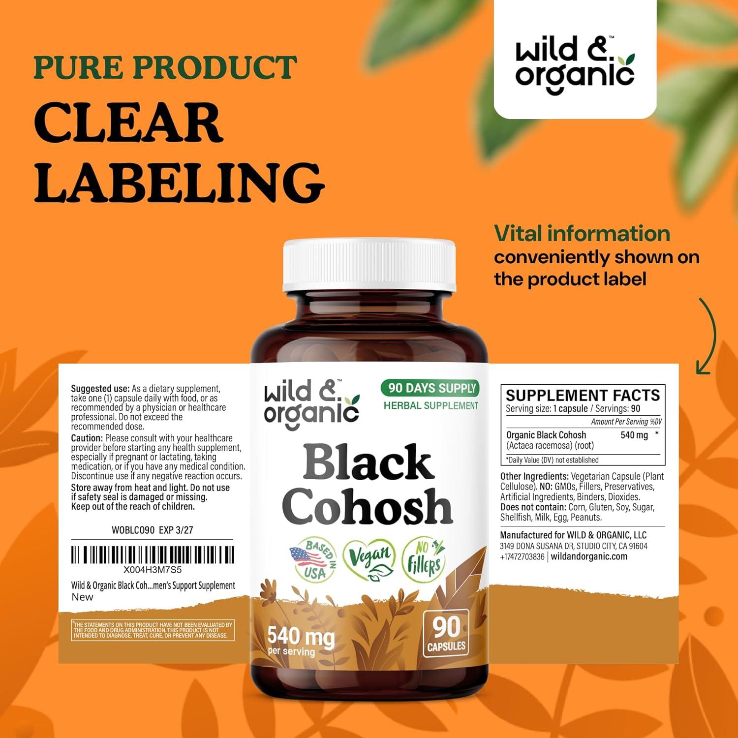 Cápsulas de Cohosh Negro Silvestre y Orgánico 90 Caps - Apoyo Salud Mujer