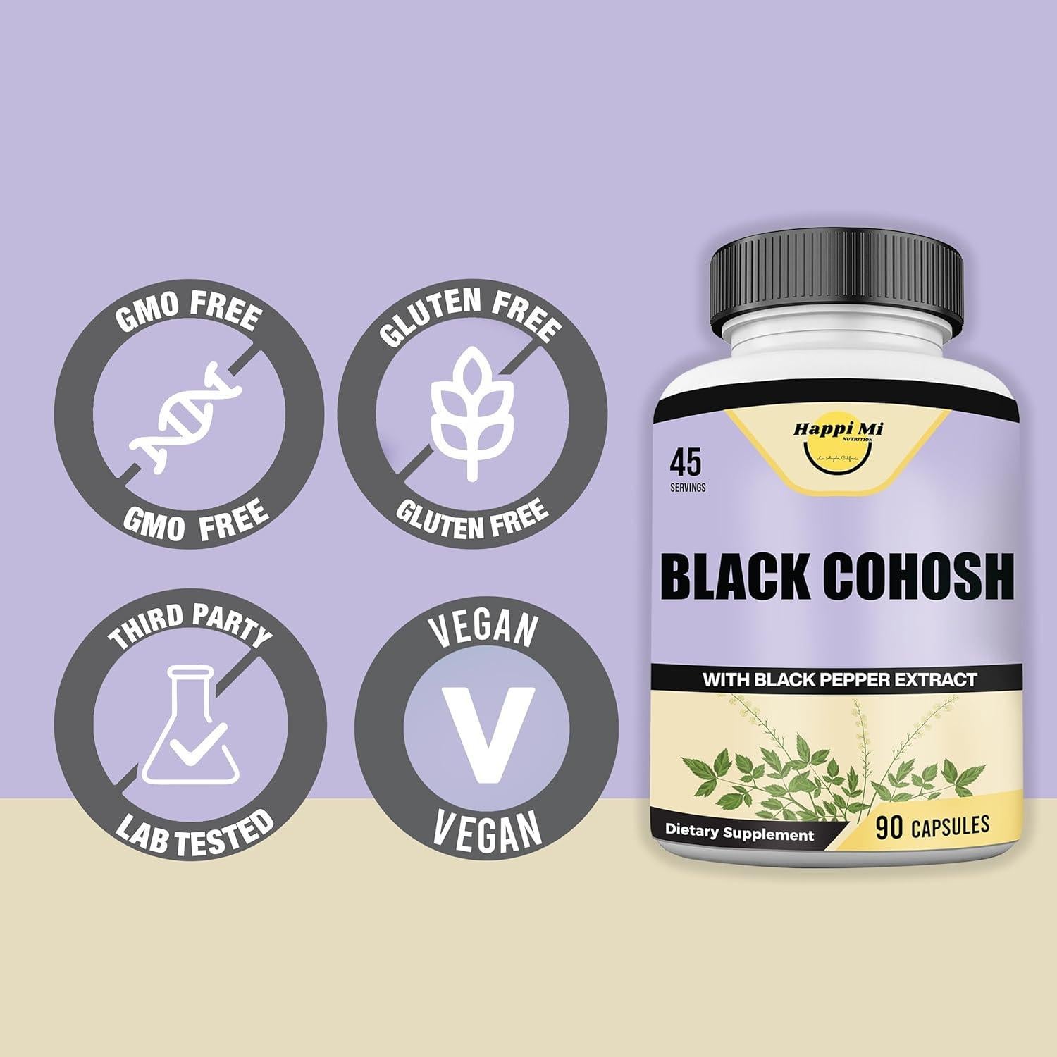Cohosh Negro Happi Mi Nutrition 1300MG 90 Cápsulas Veganas