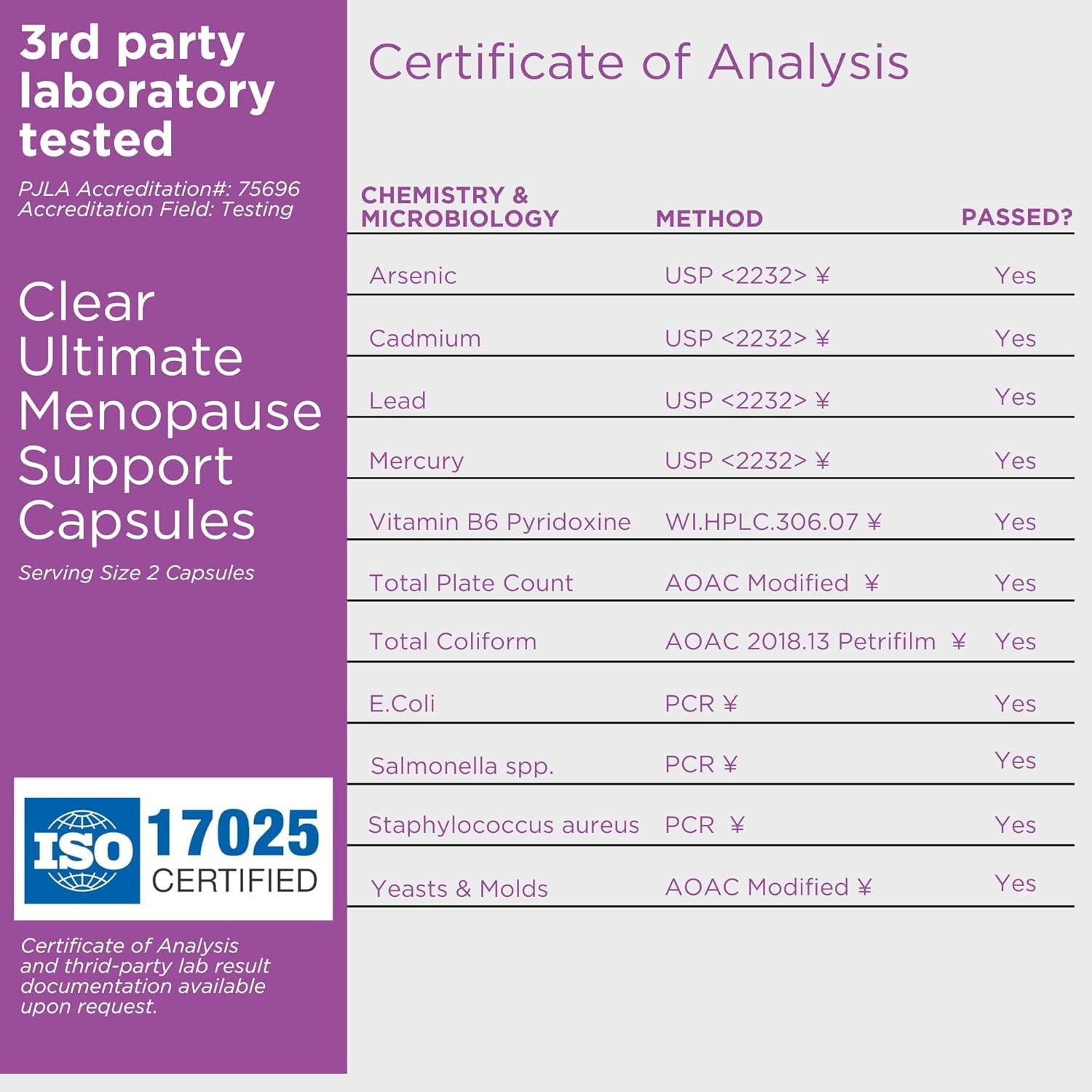Suplemento Menopausia Clear - 60 Cápsulas de Hierbas y Probioticos