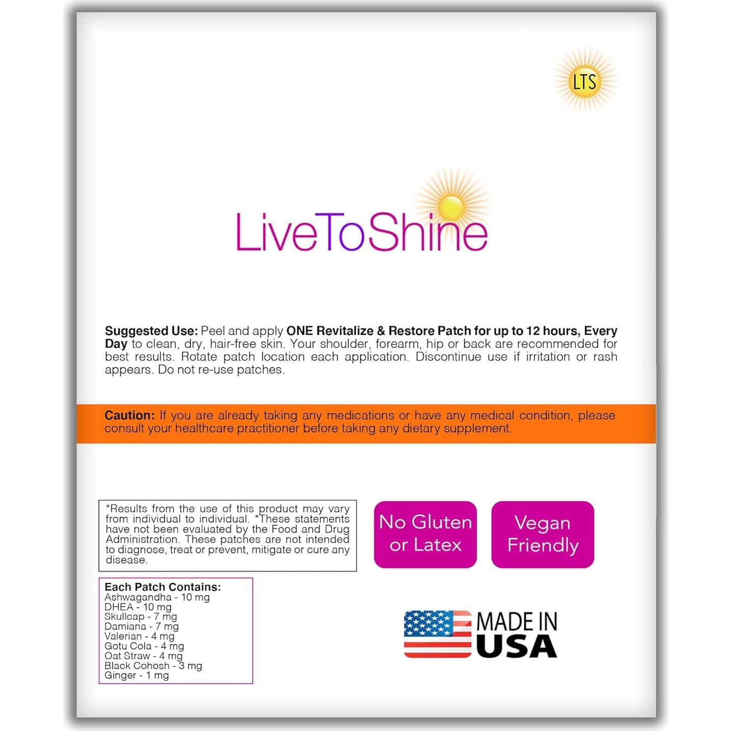 Parche Menopausia Live to Shine - 30 Parches Naturales