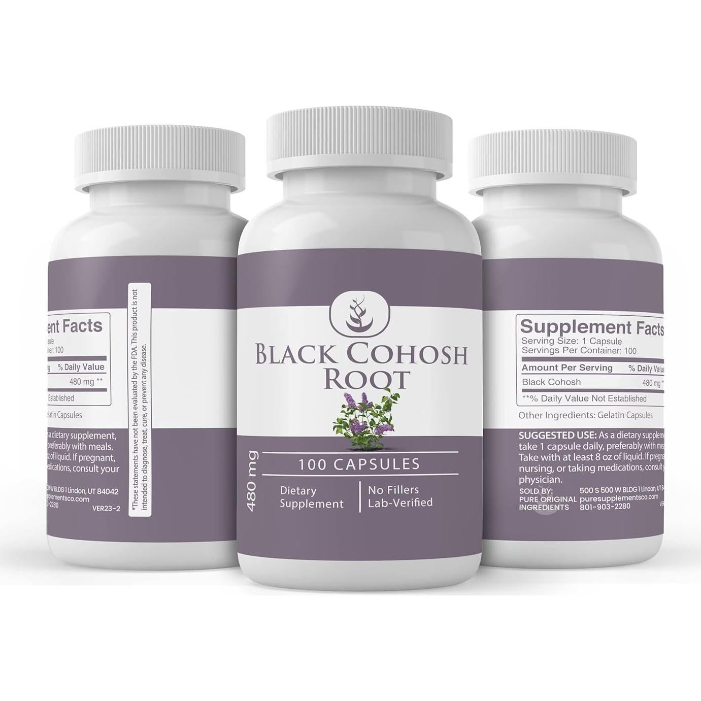 Raíz de Cohosh Negro Puro Ingredientes Originales 100 Cápsulas