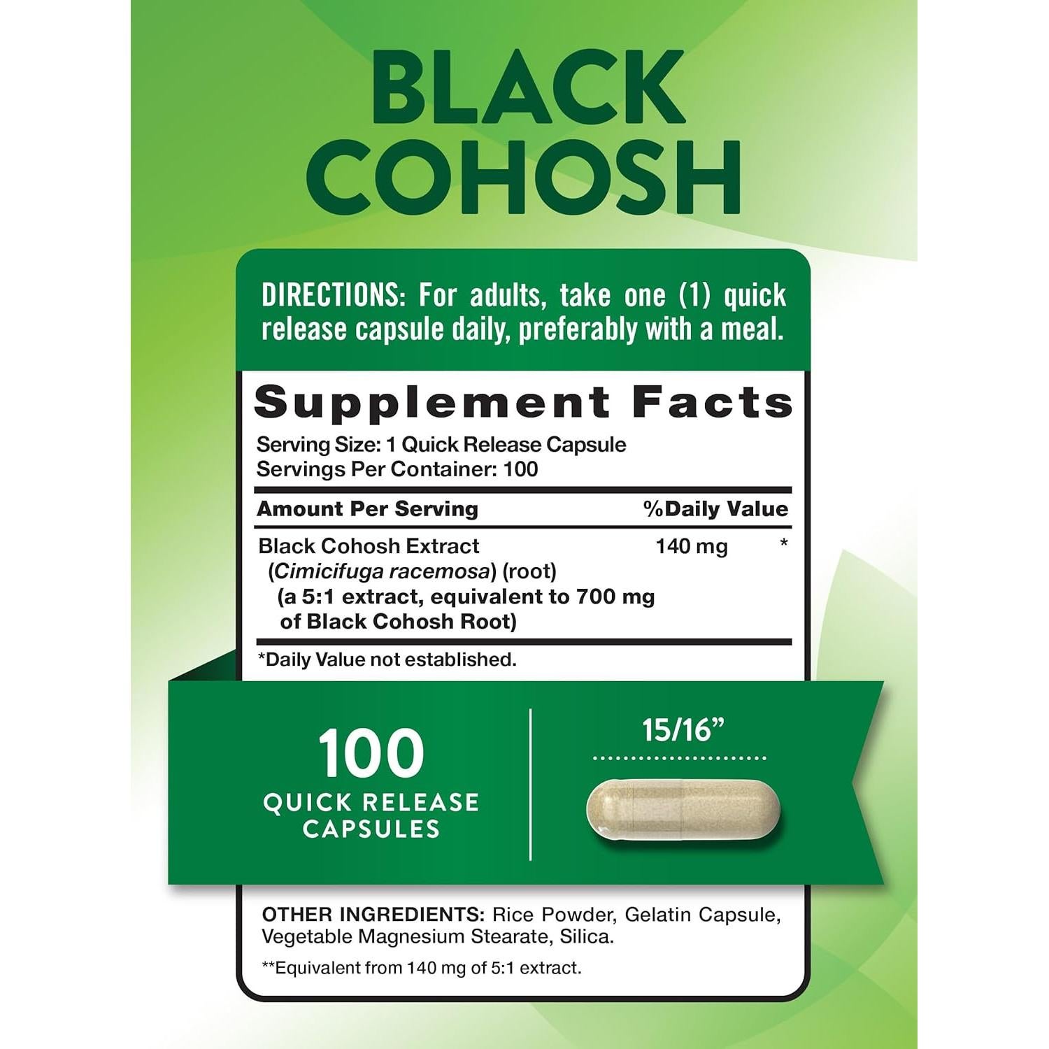 Cohosh Negro Verdad de la Naturaleza | 100 Cápsulas | Suplemento Herbal
