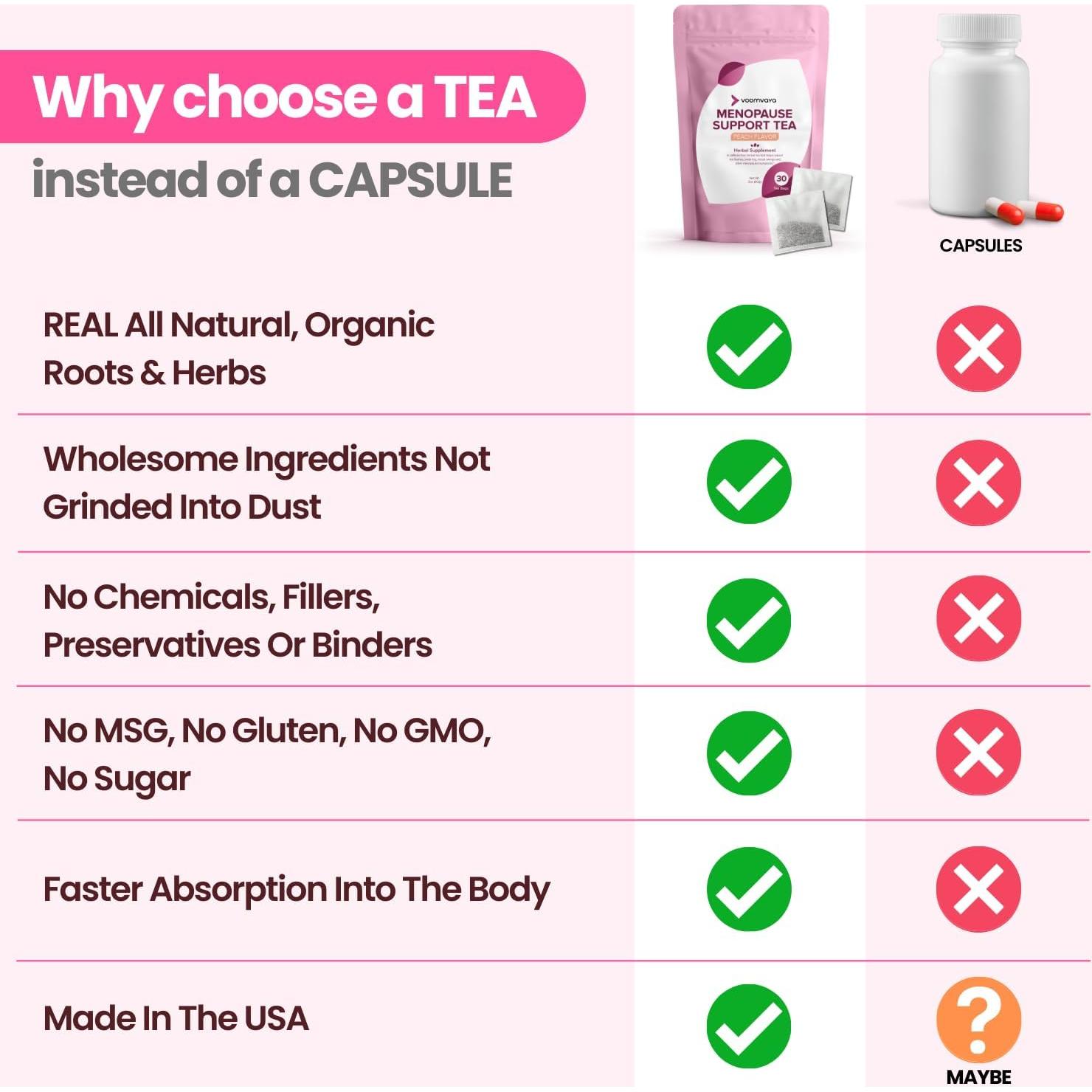 Té VoomVaya para Menopausia - Alivio Natural con Trébol Rojo - 30 Bolsitas