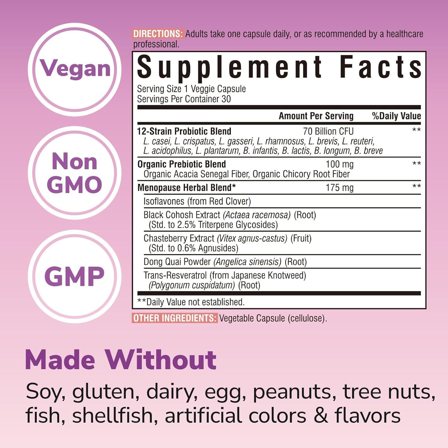 Probioticos Vitalibre para Menopausia 70 Mil Millones CFU 30 Ct