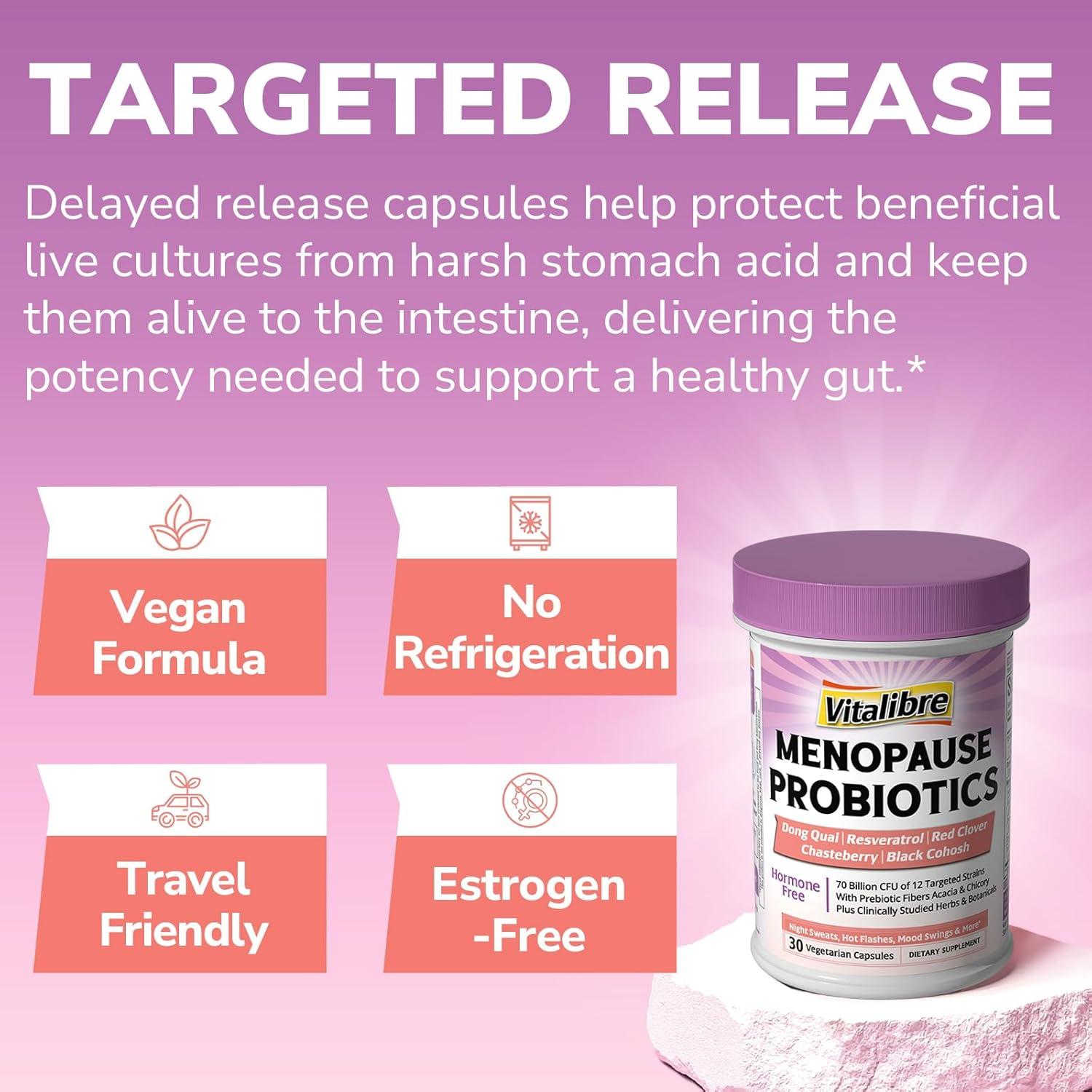 Probioticos Vitalibre para Menopausia 70 Mil Millones CFU 30 Ct